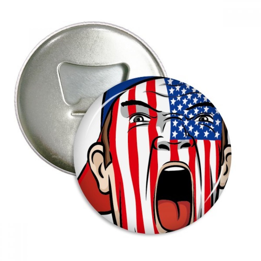 Décapsuleur aimanté USA 3 en 1 robuste avec badge rond à épingle
