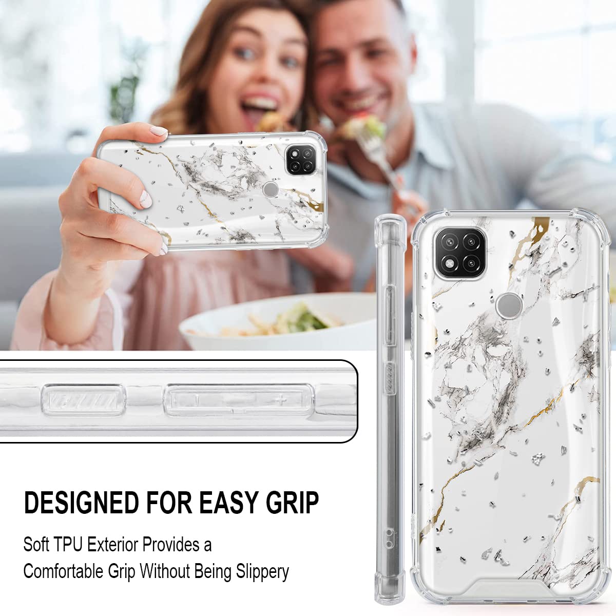 Vauki Cover con Cordino per Xiaomi Redmi 9C/Redmi 9C NFC, Trasparente Silicone Custodia con Laccio Collana Tracolla, TPU+PC Bumper Antigraffio Proteggere Case Corda per Redmi 9C, Viola 01
