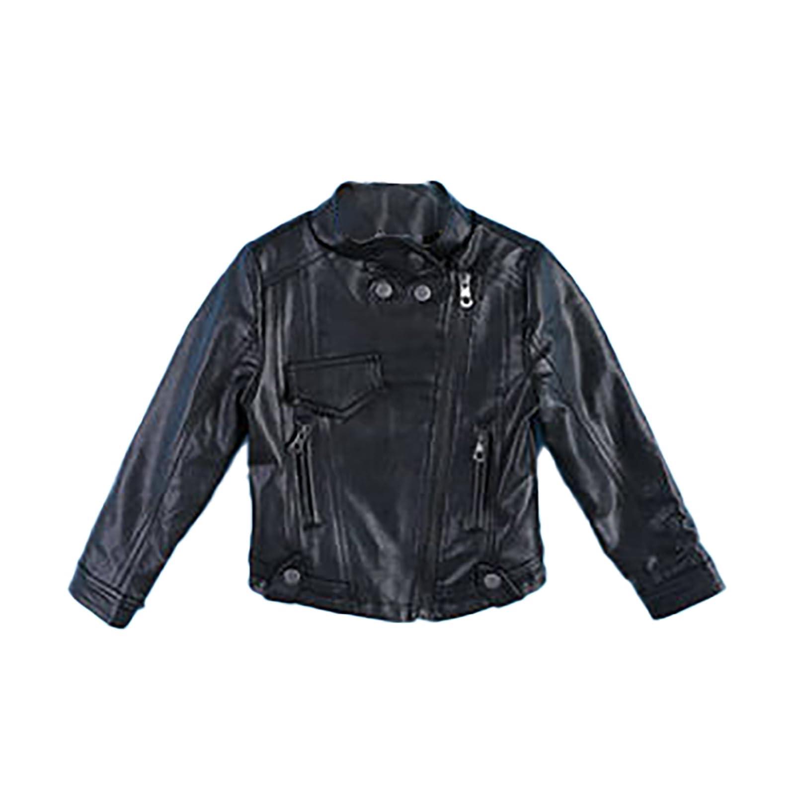 Chaqueta elegante de piel sintética para niñas, corta, suave y cómoda, bolsillos y botón de presión, ideal para diario y todas las estaciones, adolescentes y niñas.