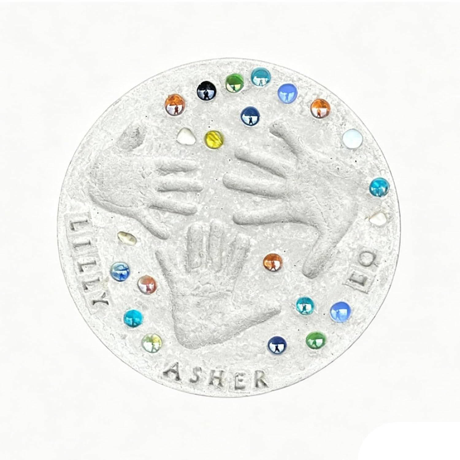 DIY Handprint Stepping Stone Kit,Large Stepping Stone Making Set,Make Your Own Garden Keepsake with Alphabet Stamps,Outdoor Craft Activity for Kids Teens Adults Mother's Day Birthday Gift (14 in)