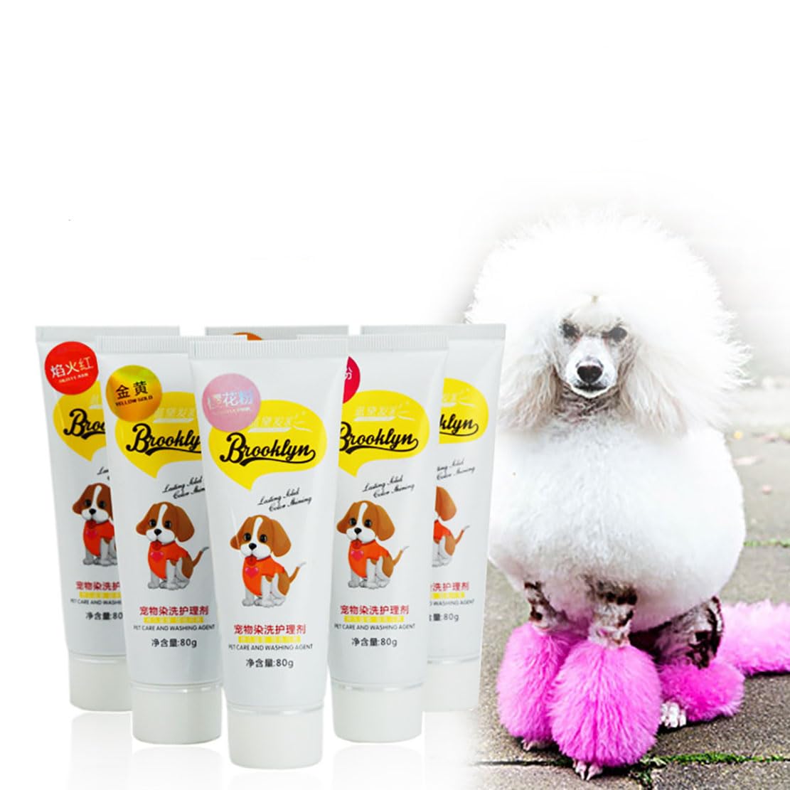 JHzood Dog Hair Dye, Pet Hair Dye with Multiple Colours Available, Fruit-Scented, Long-Lasting Professional Grooming Colour Treatment with Care Effect, Pet-Safe Formula (06# dark blue)