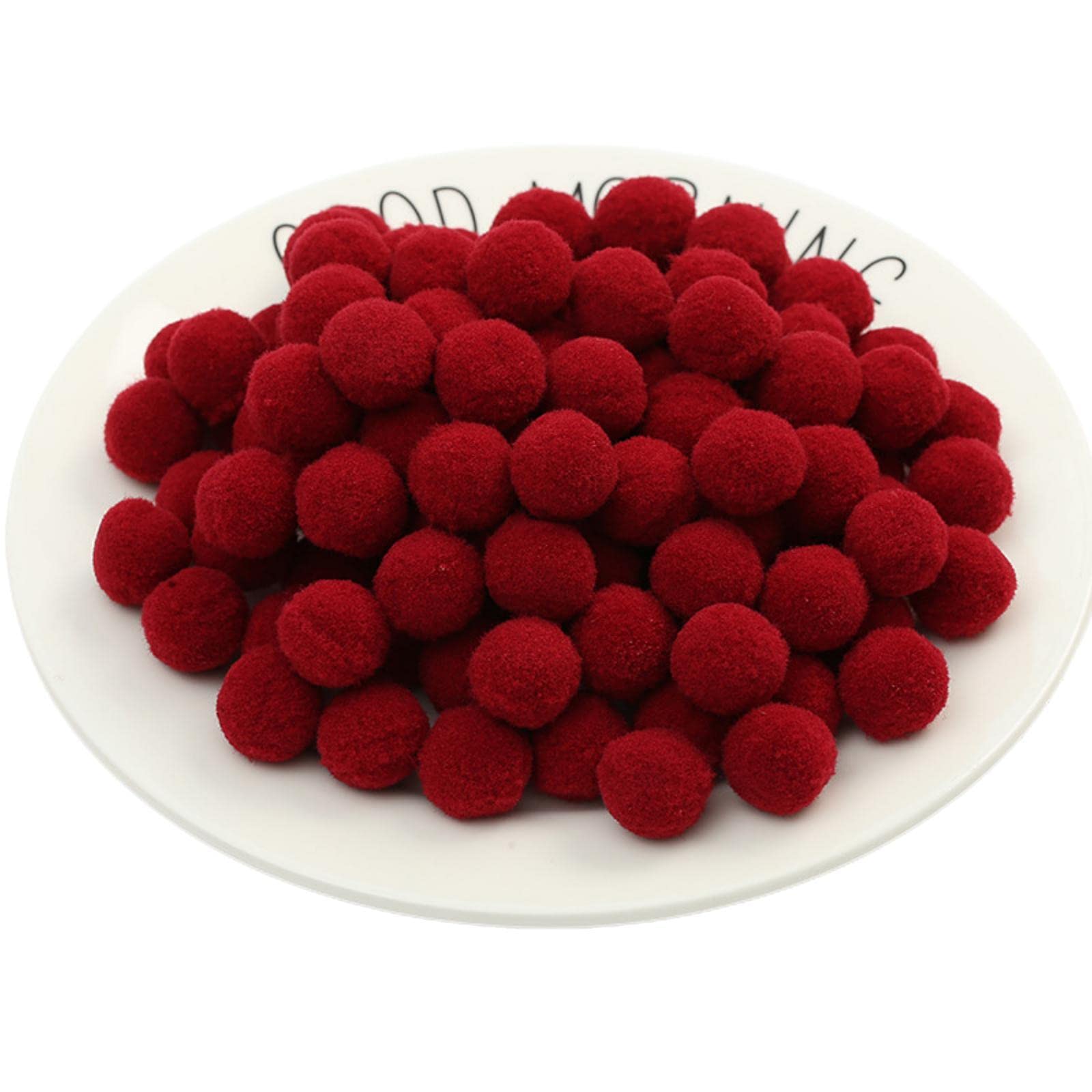 120 Pieces 15mm Craft Pom Poms Fuzzy Ball Cotton Rainbow Ball Easter Festive Pom Poms Self Adhesive Pompoms Fluffy Mini Pom Pom Balls Pompoms Ball for Jewelry Making Clothing Appliques (42_ Claret)