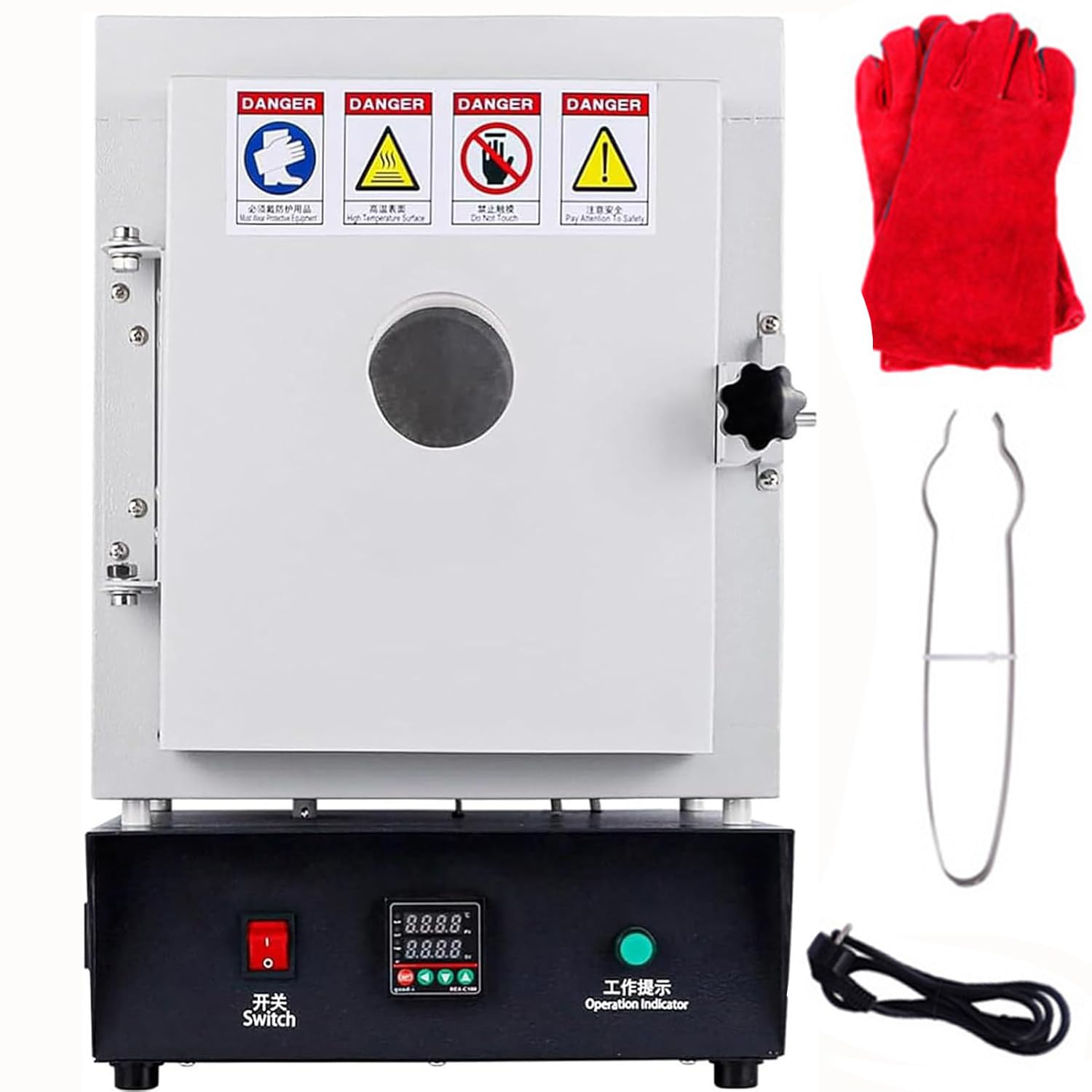 Qiang 1750W 1150℃ Electric Melting Furnace, Muffle Furnace with Observation Window, Large Cavity for Metal Clay, Ceramic & Jewelry Mold Casting