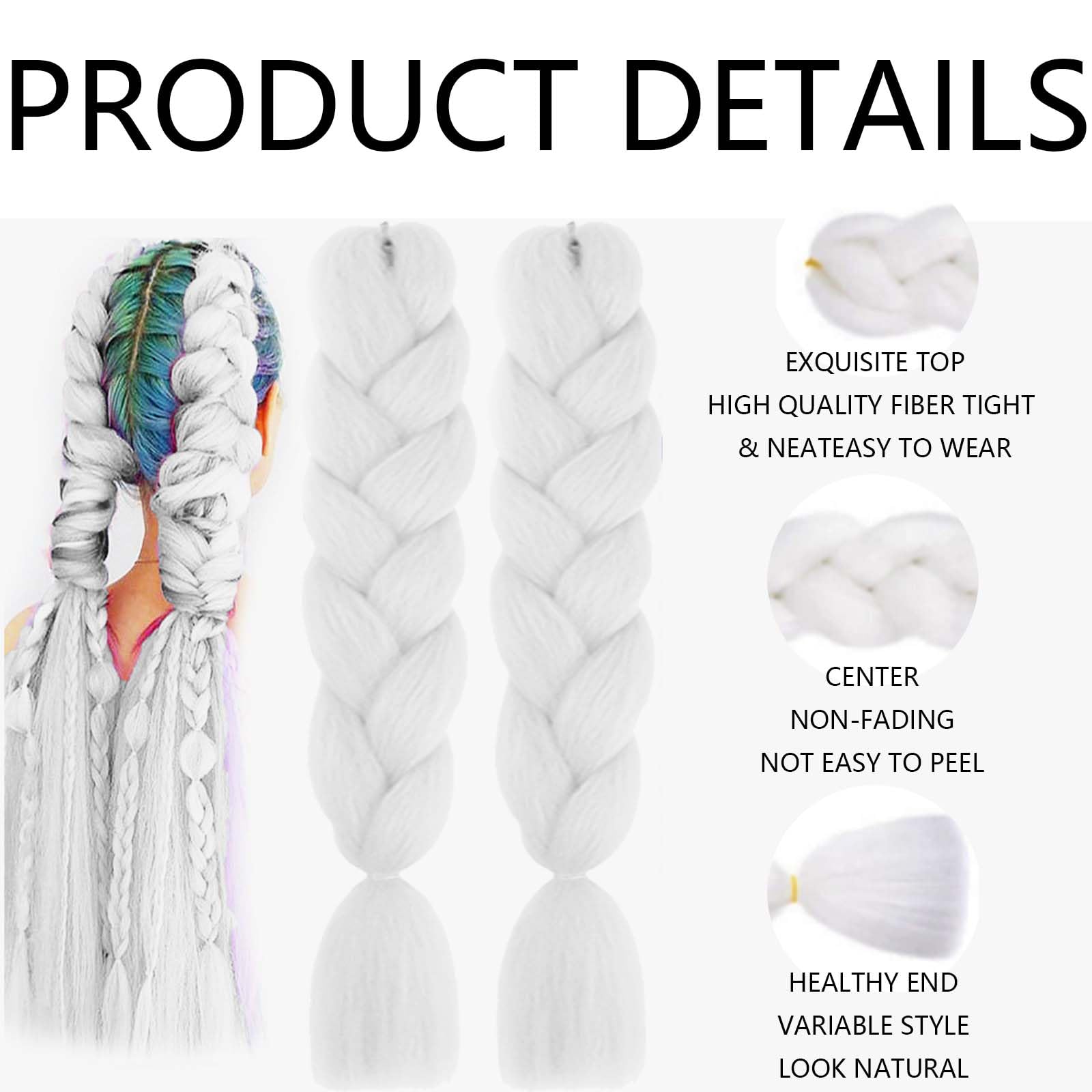 One Piece Beautiful Glow in the Night Hair Extension Shiny Fluorescent Ombre Braid Wigs Fashion Braiding Hair Extension for Twist Braiding - Image 3