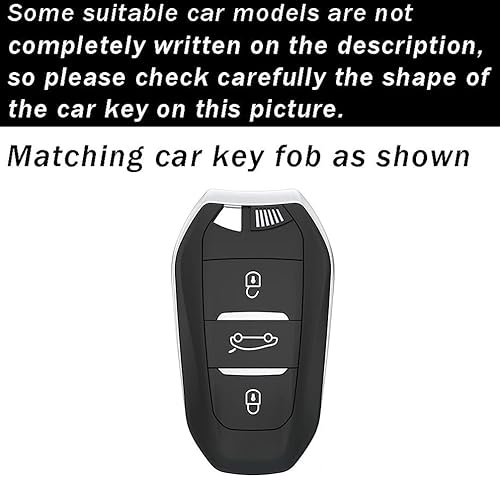 Miniatura 2 de ontto Funda inteligente para llave de coche con llavero para Peugeot 508200830085008, Negro -