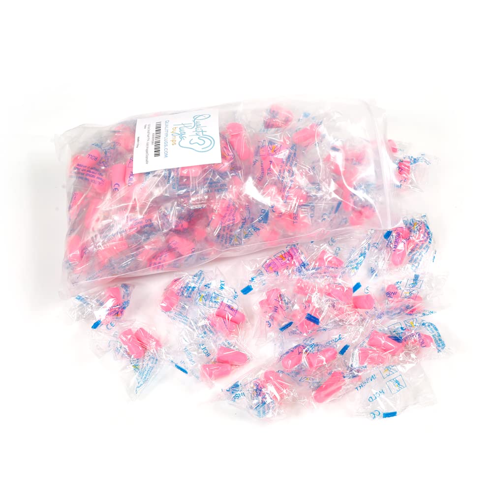 Quality Pink Foam Earplugs 100 Pair - 30dB for Small Ear Canal Side Sleepers - Soft Ear Plugs for Kids Women Children Sleeping Snoring Music Work -
