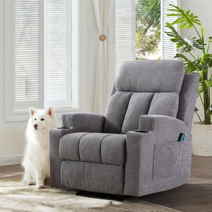 Image of Torque - Clinton 1 Seater Fabric Manual Recliner | Recliner Sofa /Chair for Living Room, Bedroom, Office (Grey) | 1 Year Warranty