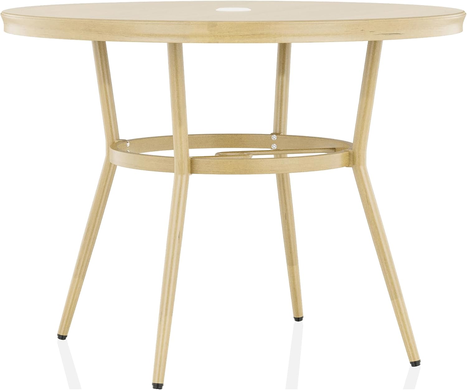 24/7 Shop at Home Cato Modern Aluminum 22 in. Outdoor Round Side Table for Outdoor Kitchen, Garden, Yard, Poolside, Natural Brown