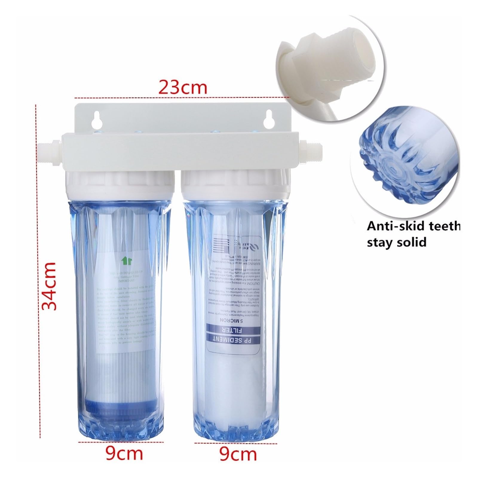 Filtración de agua potable, Filtro de agua del grifo del grifo de ósmosis inversa dual de 10 ", Cartucho purificador de agua de dos etapas espesado for la salud Cocina casera(4 points interface)