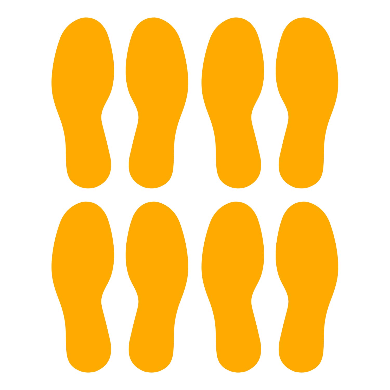 LiteMark Durable Gloss Finish Golden Yellow 10.5 Inch Large Footprint Decal Vinyl Stickers | Great for Floors, Ceilings, Walls, and Most Smooth Surfaces | Pack of 8 Footprints (4 Pairs)
