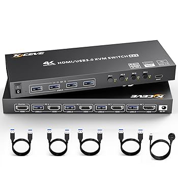 ４ポート　HDMI KVM スイッチーUSB3.0 Amazon.com: 4K HDMI KVM Switch, 4 Port HDMI USB Switch for 4