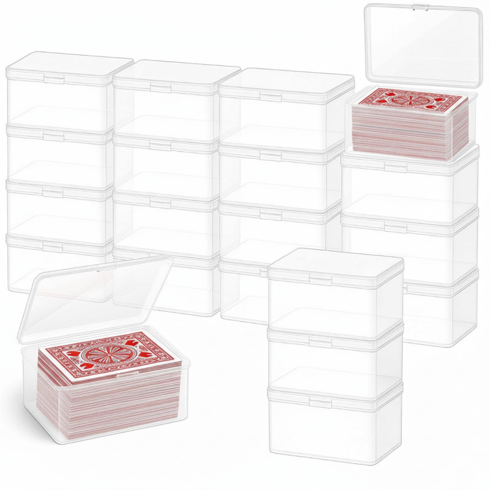 Vicenpal Playing Card Boxes Snaps Closed Clear Plastic Cases Poker Gaming Playing Cards Trading Card Storage Boxes Compatible with MTG TCG 100 Game Cases 4.3 x 2.95 x 2.2 Inches (30 Pcs)