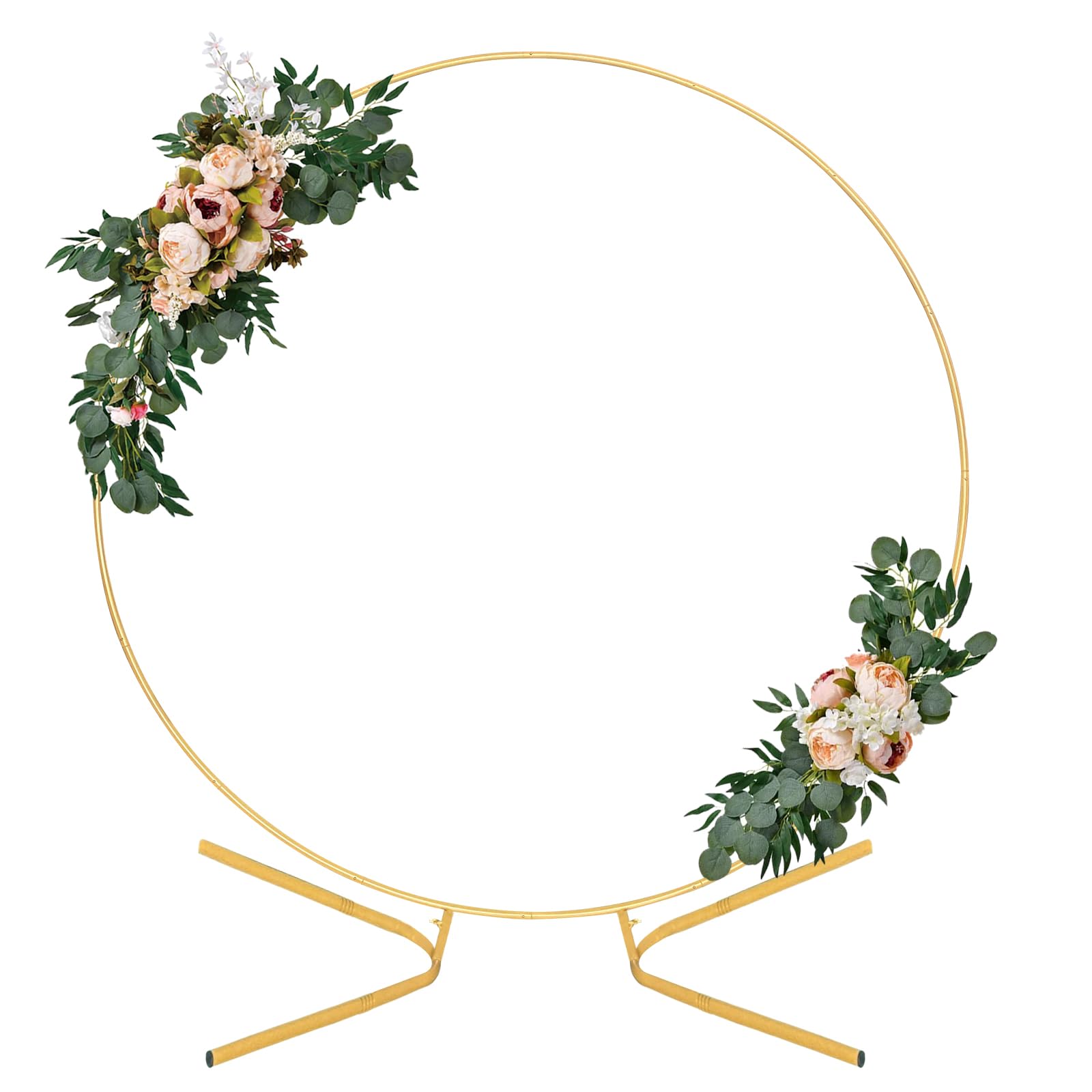 Kit per arco di palloncini, in metallo dorato, rotondo (2 m), struttura circolare utilizzabile come sfondo per feste di compleanno, addio al nubilato, laurea e servizi fotografici