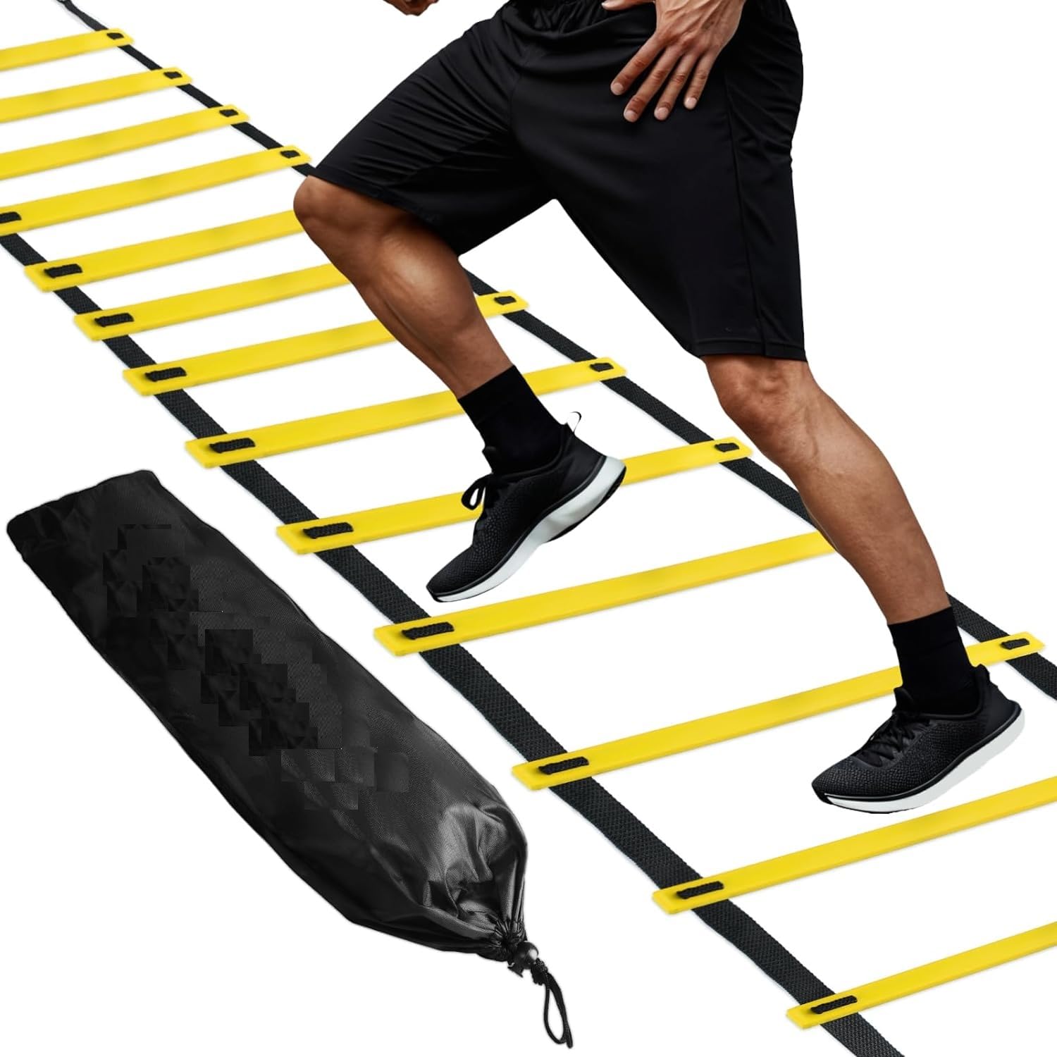 Leosportz Agility Ladder 4 | 8 Meter Speed Training Ladder with 10 | 16 | 20 Adjustable Rungs, for Soccer, Football, Sports Training - Includes Carry Bag (Agility Ladder, Yellow, 4 Meter 10 Rungs)-image-13