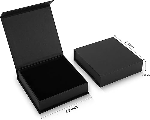 Miniatura 3 de Caja de almacenamiento para joyas, paquete de 20 cajas de regalo de joyería con relleno de algodón y tapas, 3.9 x 3.9 x 1.1 pulgadas, color negro