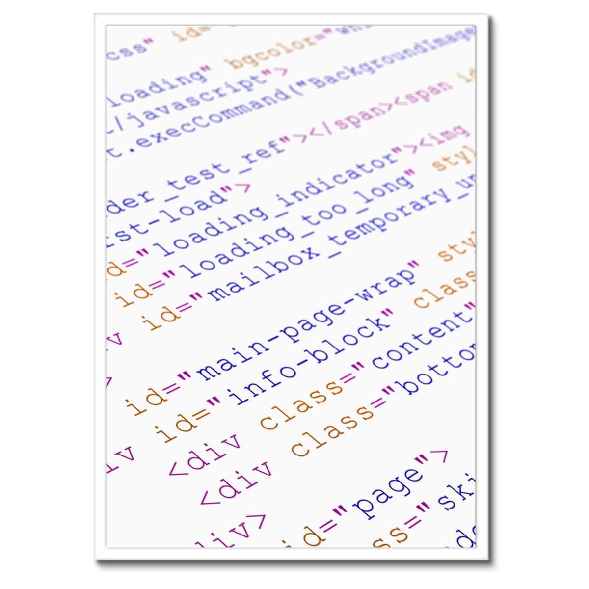 Tableau encadré poster 50x70 noir code HTML pour studio informatique - 3