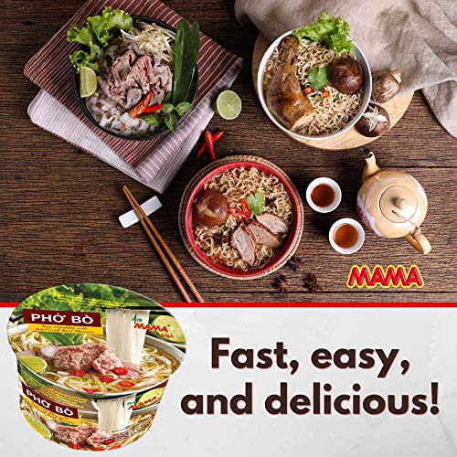 MAMA Pho Bo Instant Beef Soup Bowl Noodle In Vietnamese Style, Silky-smooth, Chewy Rice Noodles With Piping Hot Aromatic… - Image 4