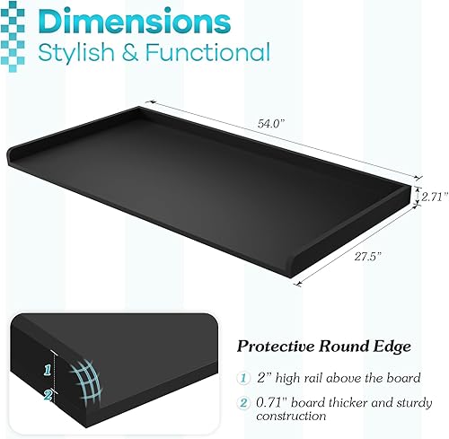 Miniatura 3 de Kaboon Lavadora secadora solo encimera, encimera de melamina con rieles de borde, 27.5 pulgadas de profundidad x 54 pulgadas de ancho, organización