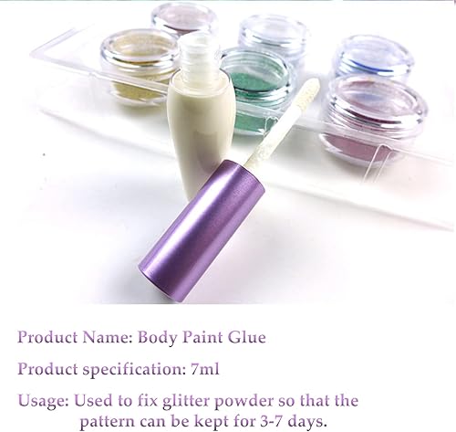Miniatura 6 de Pegamento de pintura corporal, tatuaje temporal con purpurina en polvo, pegamento para pintura corporal, cara, cejas, cabello, uñas, tatuaje, gel,