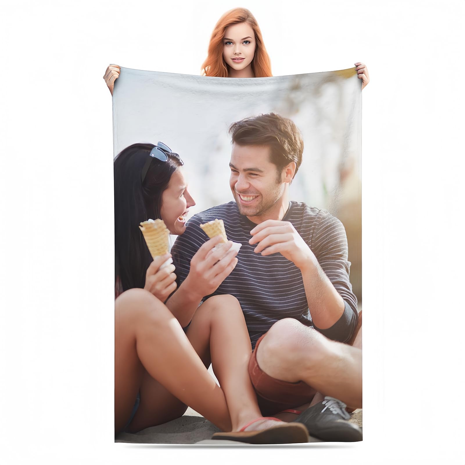 Bbflyper Manta Personalizada con Foto Texto Manta Franela Personalizado 1-8 Collage de Fotos,Regalos para Esposa,Marido,Niños-1Foto,120 x 150cm