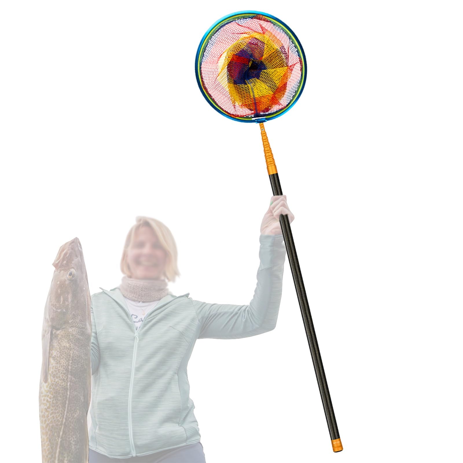 Épuisette de pêche Épuisette télescopique à Long Manche, Canne à pêche légère en Fibre de Carbone à Longueur réglable, Canne à pêche Commerciale pour Eau salée et Eau Douce(Extend to 8m/26.2')