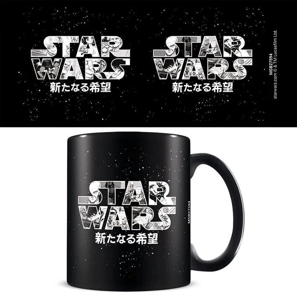 Star Wars Mug in Presentation Gift Box (Manga Logo Design) 11oz Ceramic Mug - Official Merchandise, Black