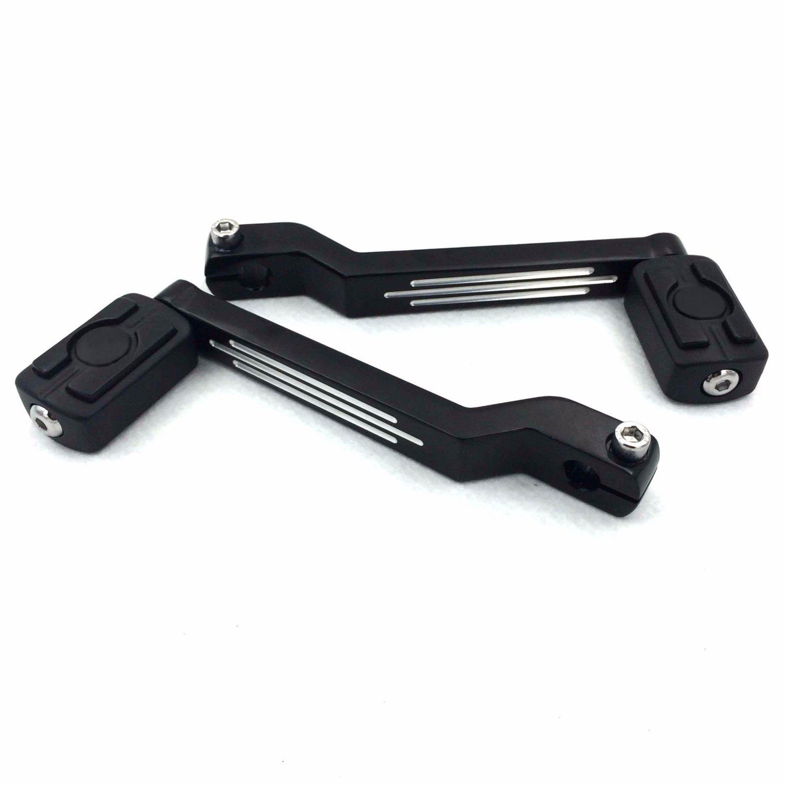 HONGK- Black Skull Silver Groove Cut Heel/Toe Shift Lever with Shifter Footrest Foot Pegs Compatible with Harley Electra Glide Trike Tri Street Glide Road Glide [B01HNOETK2]