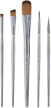 Royal & Langnickel Zen 5pc Standard Handle Brush Set, Includes - Oval Wash, Angular, Round, Chisel & Liner Brushes