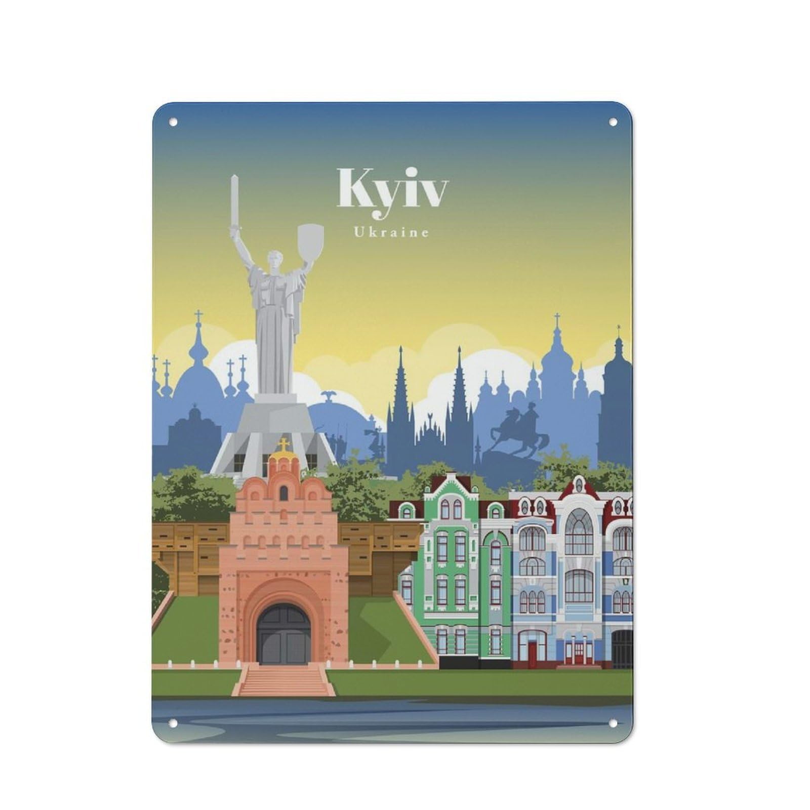 Junmoney Travel To Kyiv Decorative Metal Plaque, Small Wall Accent For Workshop, Shed And Game Room, 40X30cm