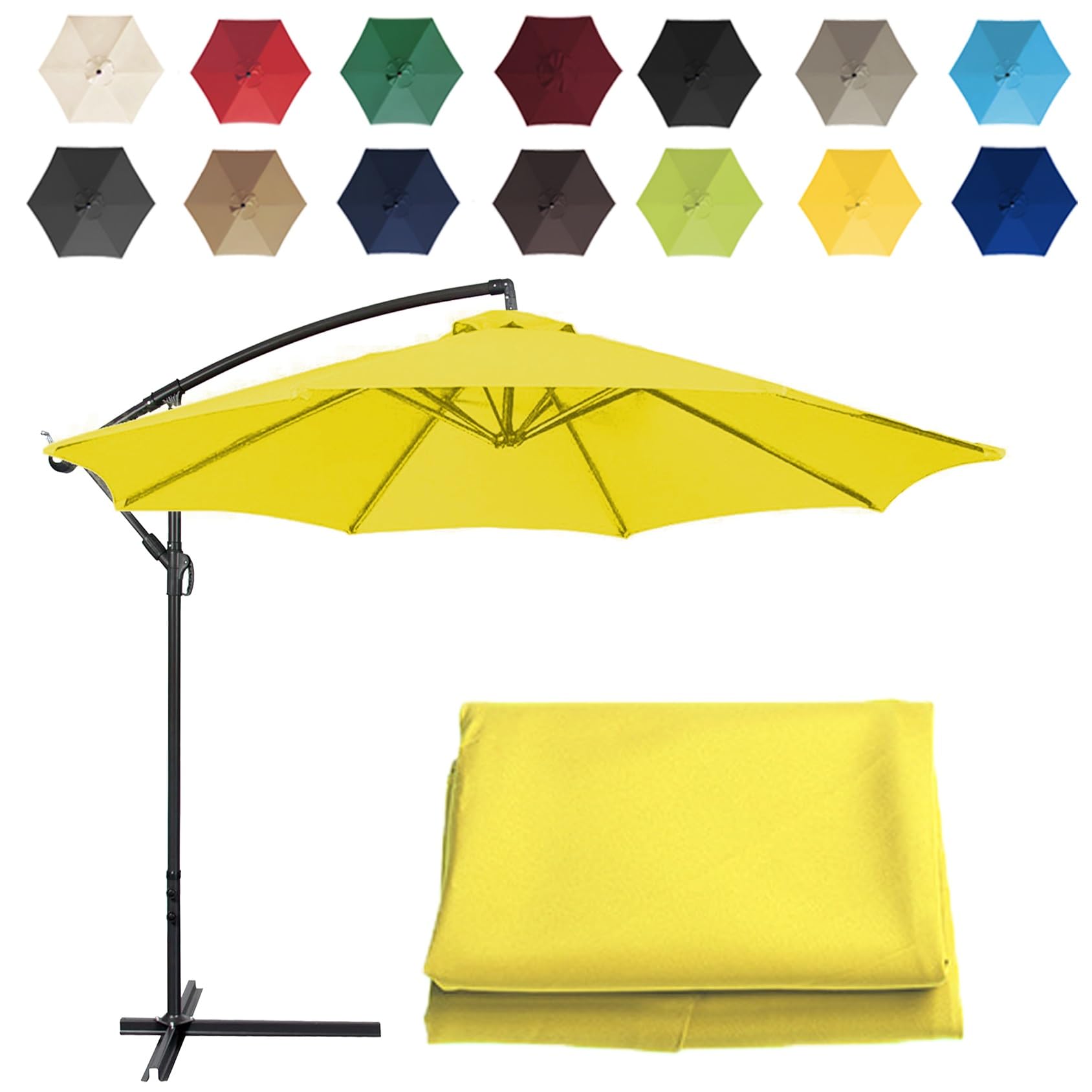 Replacement Parasol Canopy Sun Umbrella Replacement Cloth For 200cm-6 Arms 2.7m-6 Arms 2.7m-8 Arms 300cm-6 Arms 300cm-8 Arms(Color:Yellow,Size:6 ribs-3m(9.8ft))