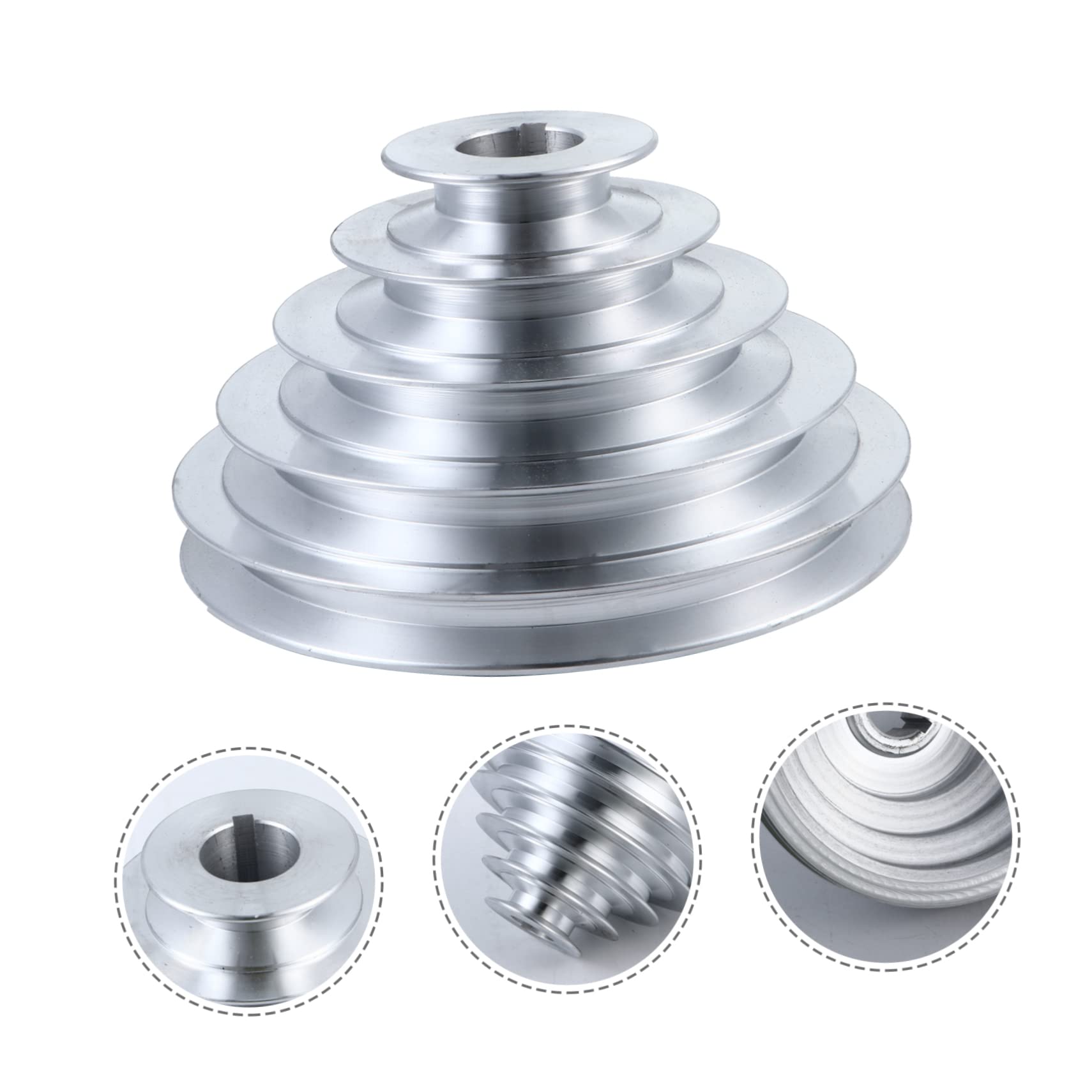 Puleggia Pagoda in Alluminio Argento Ruota Pagoda Cinghia Adatta per Trasmissione Ad Albero Motore