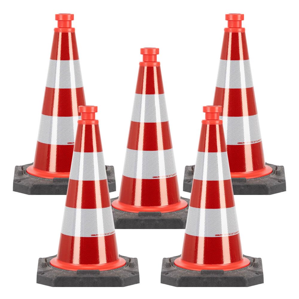 BIGPACK 5 x StVO Leitkegel RA2, BASt, reflektierend rot/weiß, 50 cm, Art.-Nr. 609608 | Leitkegel | Pylone | Markierungskegel