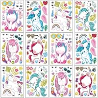 24 Sheets 8.27''×5.9'' Make Your Own Unicorns Stickers for Kids Toddlers, Make a Face Stickers for Kids Party Favors Activities