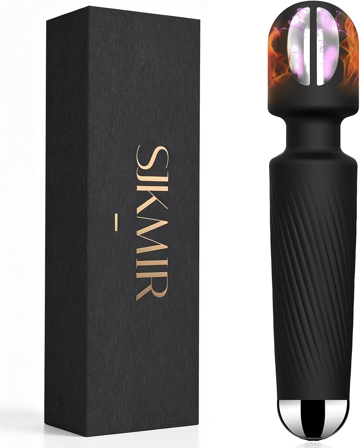 Vibrator, Wand Vibrator with EMS Stimulation & Head Heating Function, SJKMIR 20 Vibration Modes & 8 Adjustable Speeds Quiet Wired Powerful Wand Massager for Female Adults (Black) - Amazon product rated Grade C