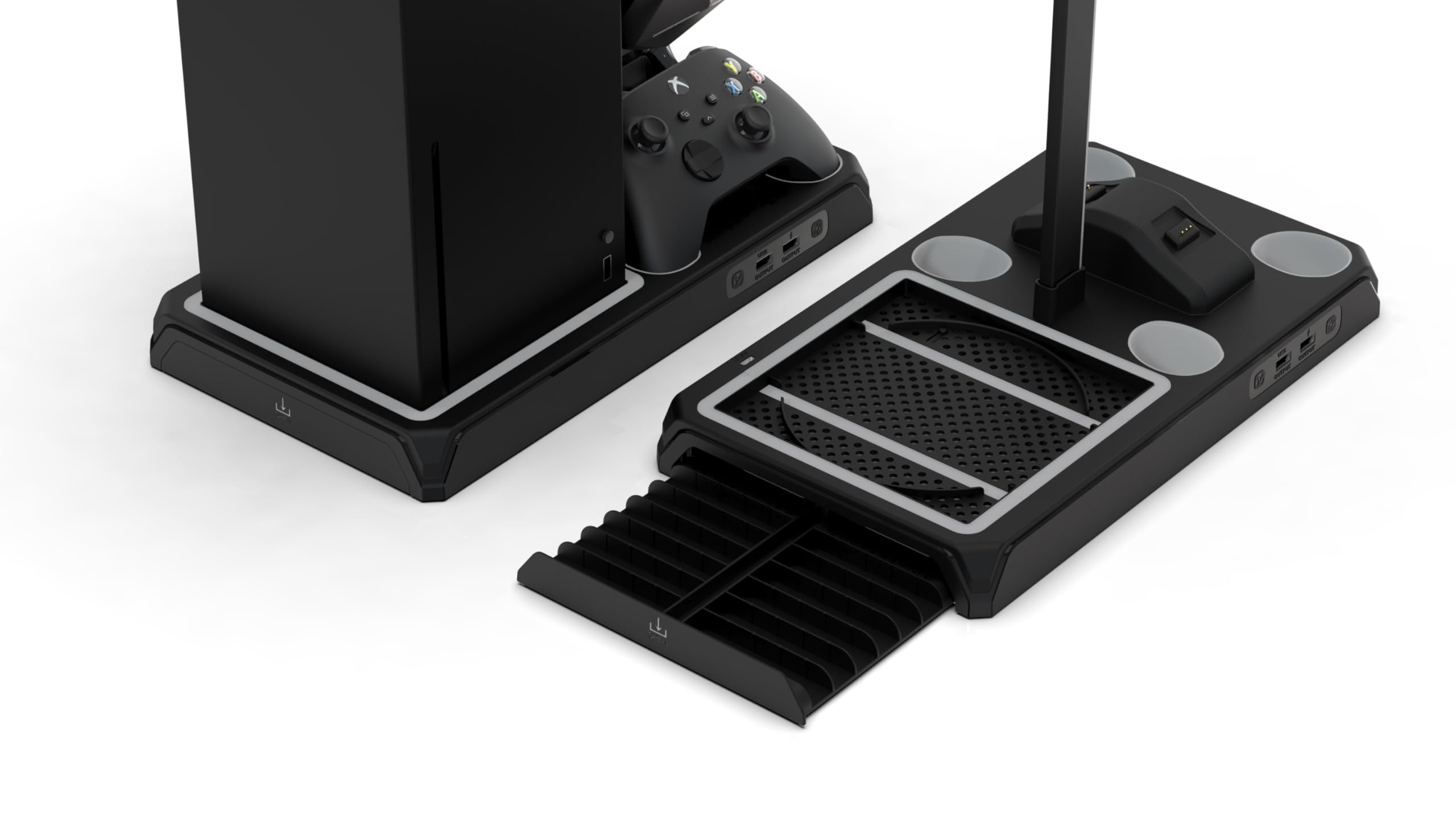 Imp Gaming DLX LED Twin Charging Tower With Cooling Fans & Game Storage Stand Xbox Series X