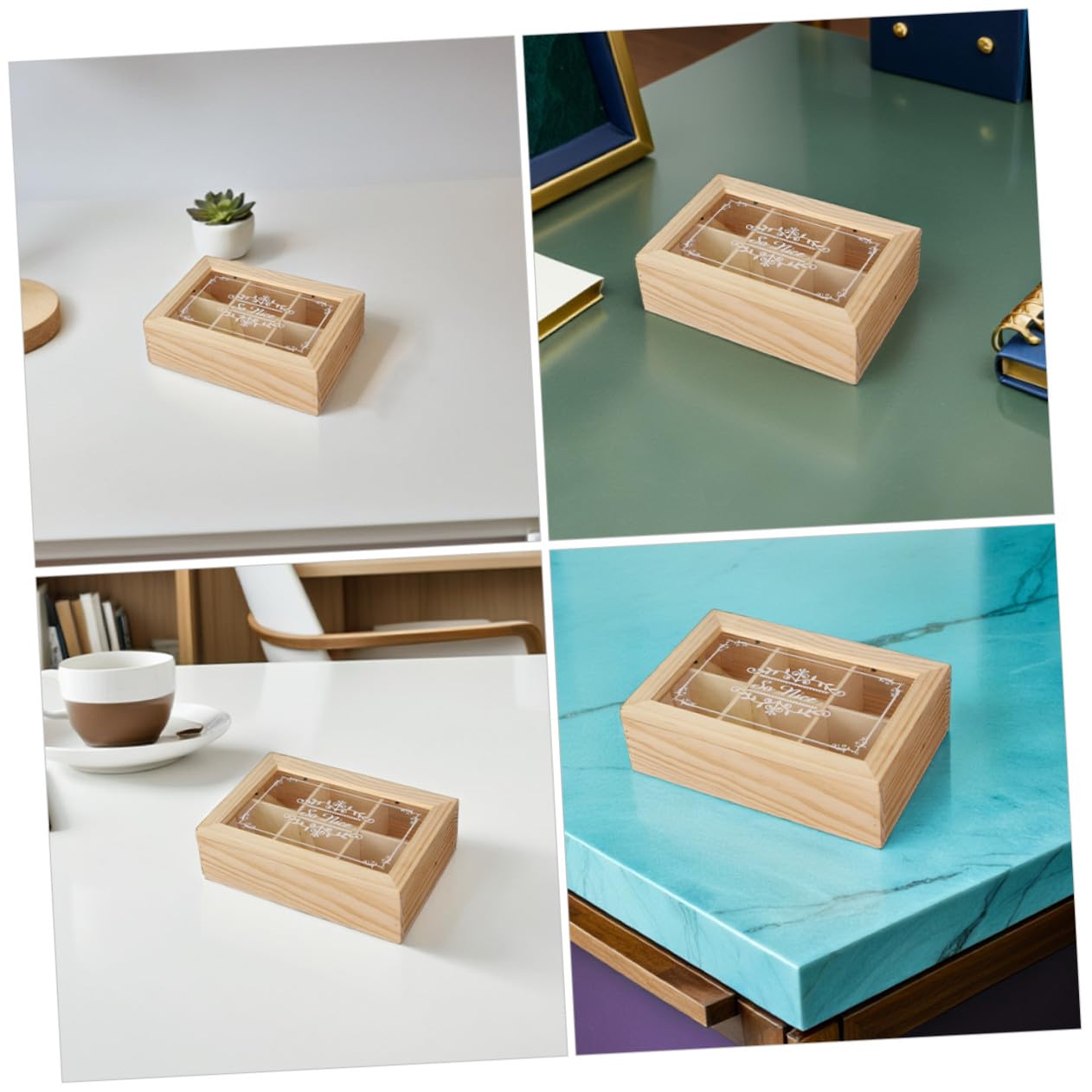 Angoily 2 pezzi Organizer Scrivania in con Acrilico Protettivo Scatola Rettangolare Scomparti per Tè Gioielli e Accessori per Ufficio e Casa Design Compatibile con Stili Moderni e Retrò