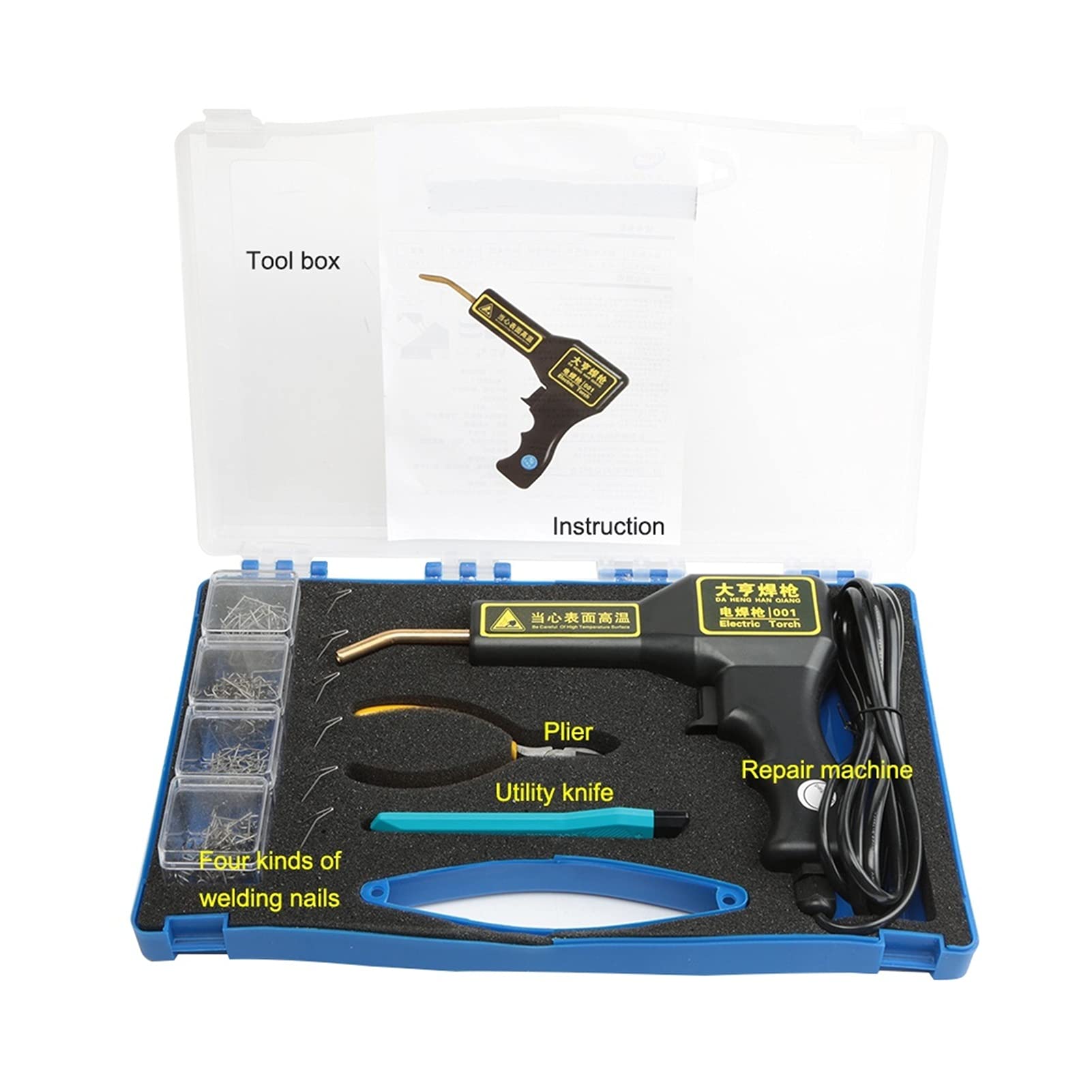 Kit Saldatore in plastica per Riparazione Cucitrice a Caldo Saldatrice in plastica Kit di Riparazione paraurti per Auto Riparazione saldatrice Riparazione Pistola saldatrice (Colore : Nero) (Nero)