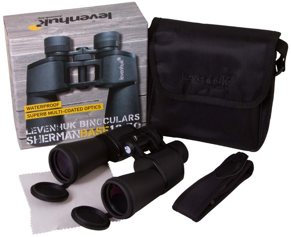 Binocolo Levenhuk Sherman BASE 12x50 Impermeabile e Anti Appannamento con Ottiche Fully Multi-Coated In Vetro BaK-4 | Prismi di Porro, Ottiche BaK-4, Antiappannamento, Ideale per Caccia, Birdwatching, Pesca ed Escursionismo
