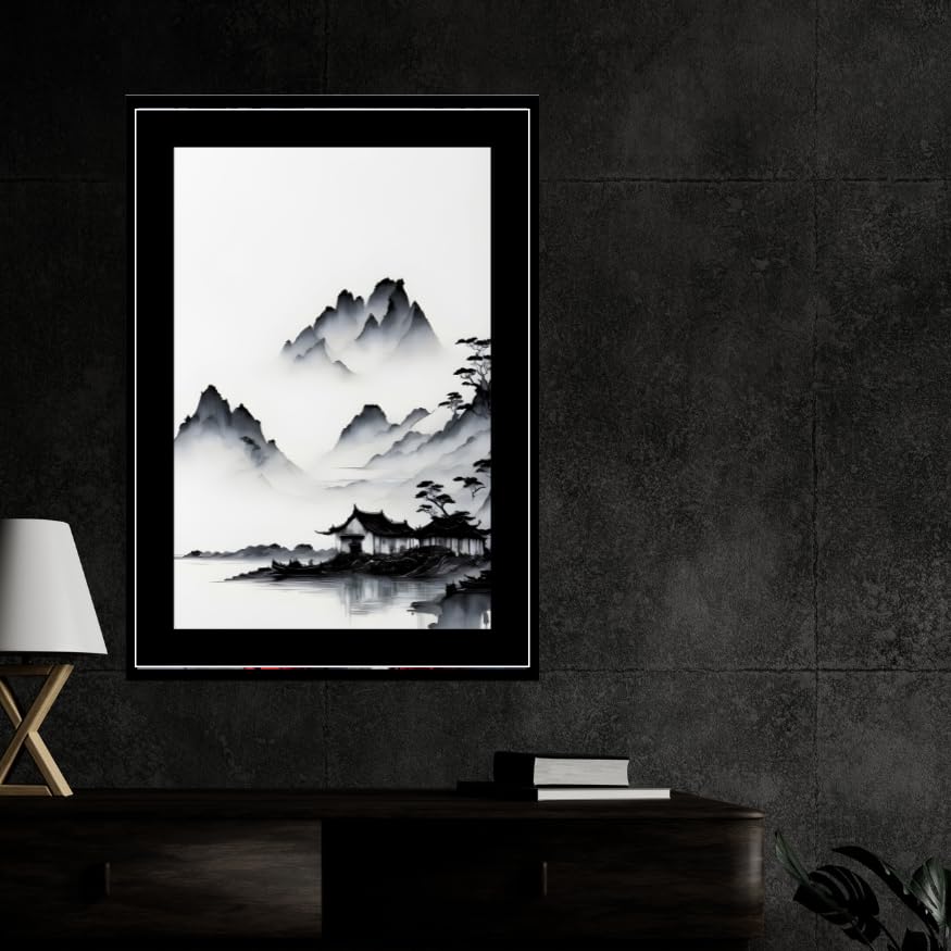 Minimalist Ink Mountain Landscape 2D Framed Wall Art Poster
