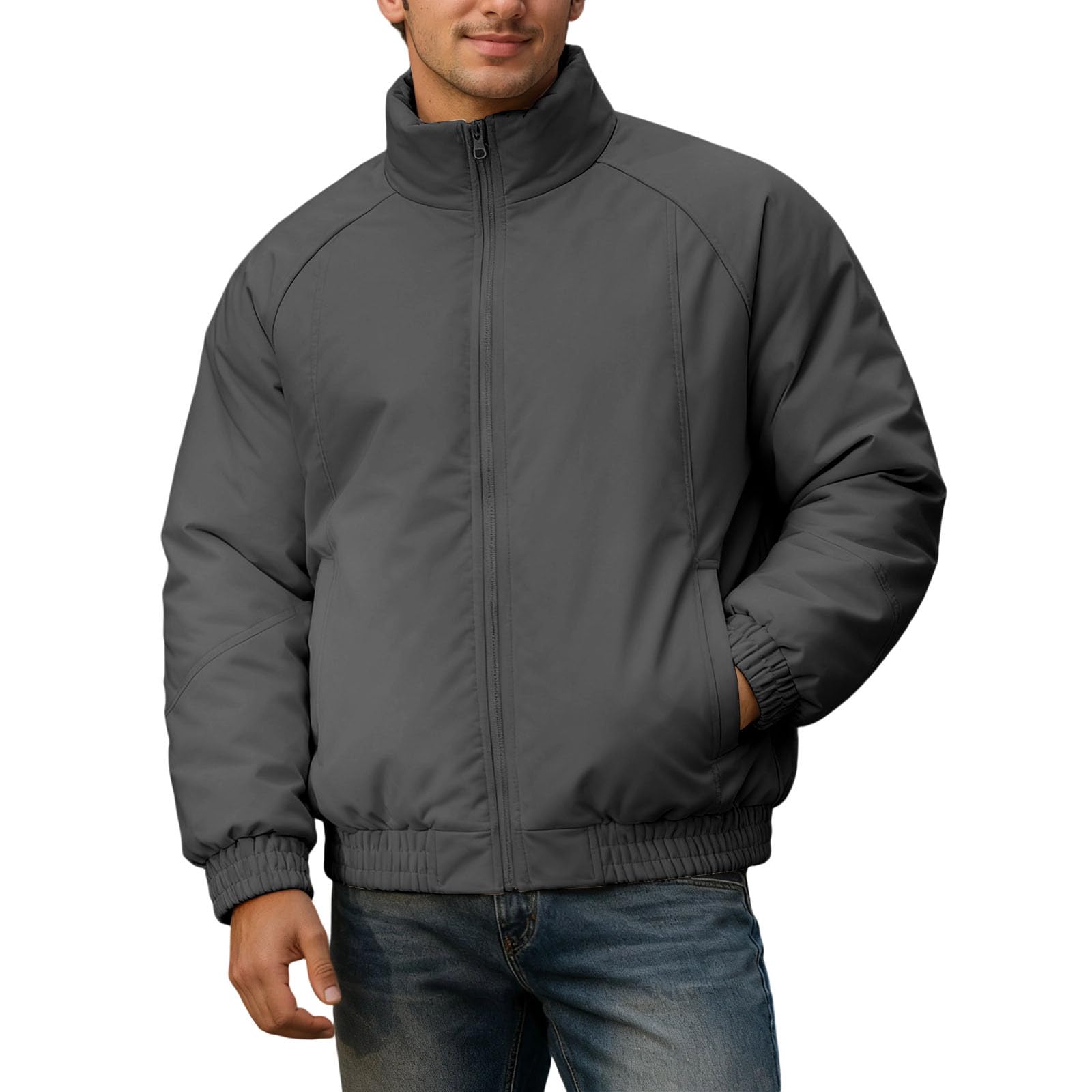 Chaqueta para hombre con cremallera y chaqueta deportiva para hombre Slim abrigo de invierno acolchado con cuello alto, cálido y aislante térmico a prueba de viento y cómodo ideal para clima frío