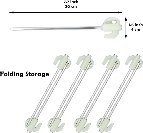 Miniatura 2 de Estacas de tienda que brillan en la oscuridad, 17 accesorios de campamento, incluye estacas de tienda de campaña resistentes de 7.7 pulgadas, bolsa