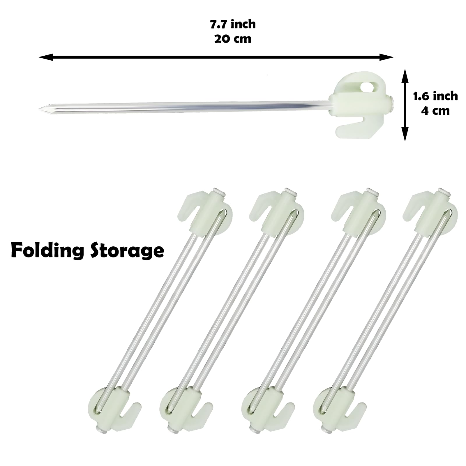 Tentogala Glow in The Dark 22pcs Tent Stakes, 8 inch Heavy Duty Tent Stakes, Galvanized Non-Rust Forged Steel Tent Pegs Ground Stakes Canopy Stakes for Camping, Garden, Canopies, Inflatables, Outdoor