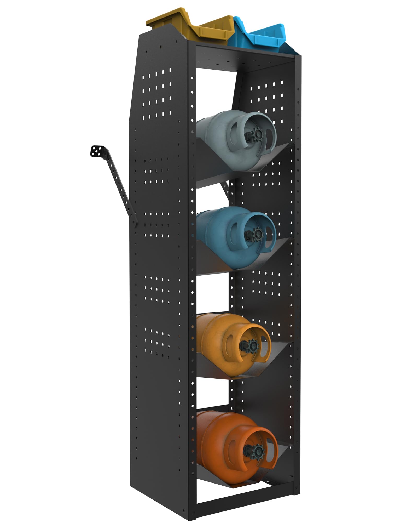 Van Refrigerant Tank Rack Steel Freon Tank Holder for Nitrogen Oxygen Propane Cargo Van Shelving 52" H x 15" W x 13" D
