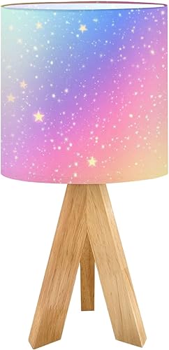 Miniatura 17 de Tripod Bedside Desk Table Lamp Minimal Fluid Gradient Blurred Wave Pastel Color Earth Tone Green Pink Wood Nightstand Lamp with Linen Fabric Shade