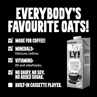Oatly - Oat Drink - Barista Edition - 6 packs - 1 liter per pack - Liquid Oats - Fully foamable - Plant-based - Sustainable - Rich in unsaturated fats