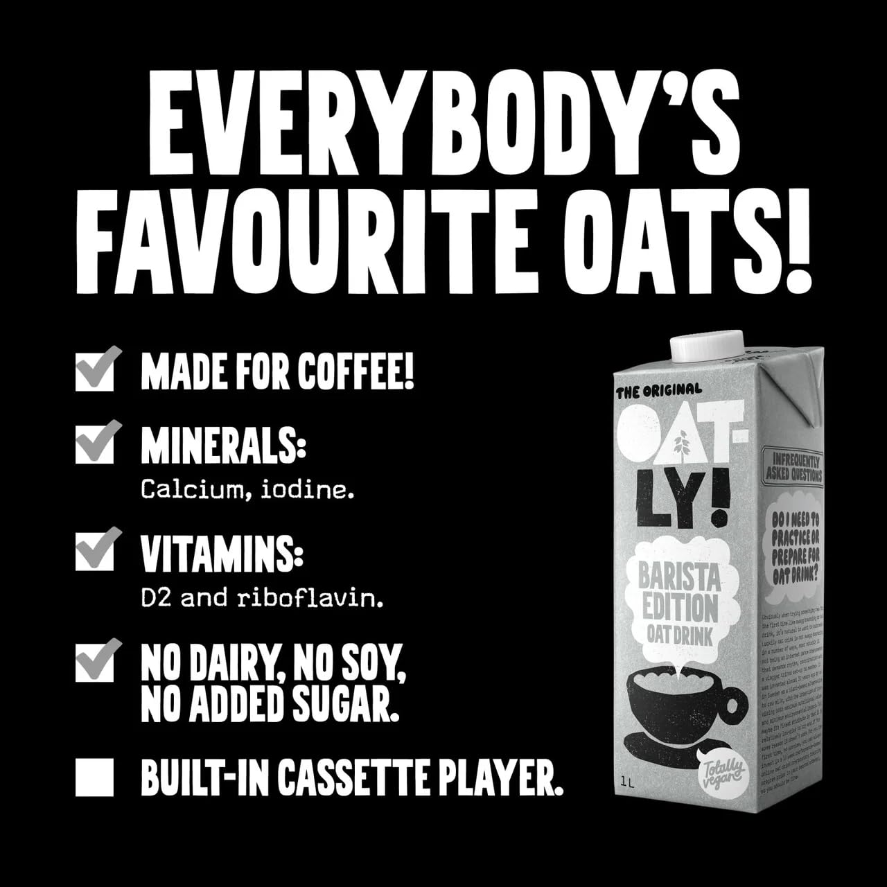 Oatly - Oat Drink - Barista Edition - 6 packs - 1 liter per pack - Liquid Oats - Fully foamable - Plant-based - Sustainable - Rich in unsaturated fats