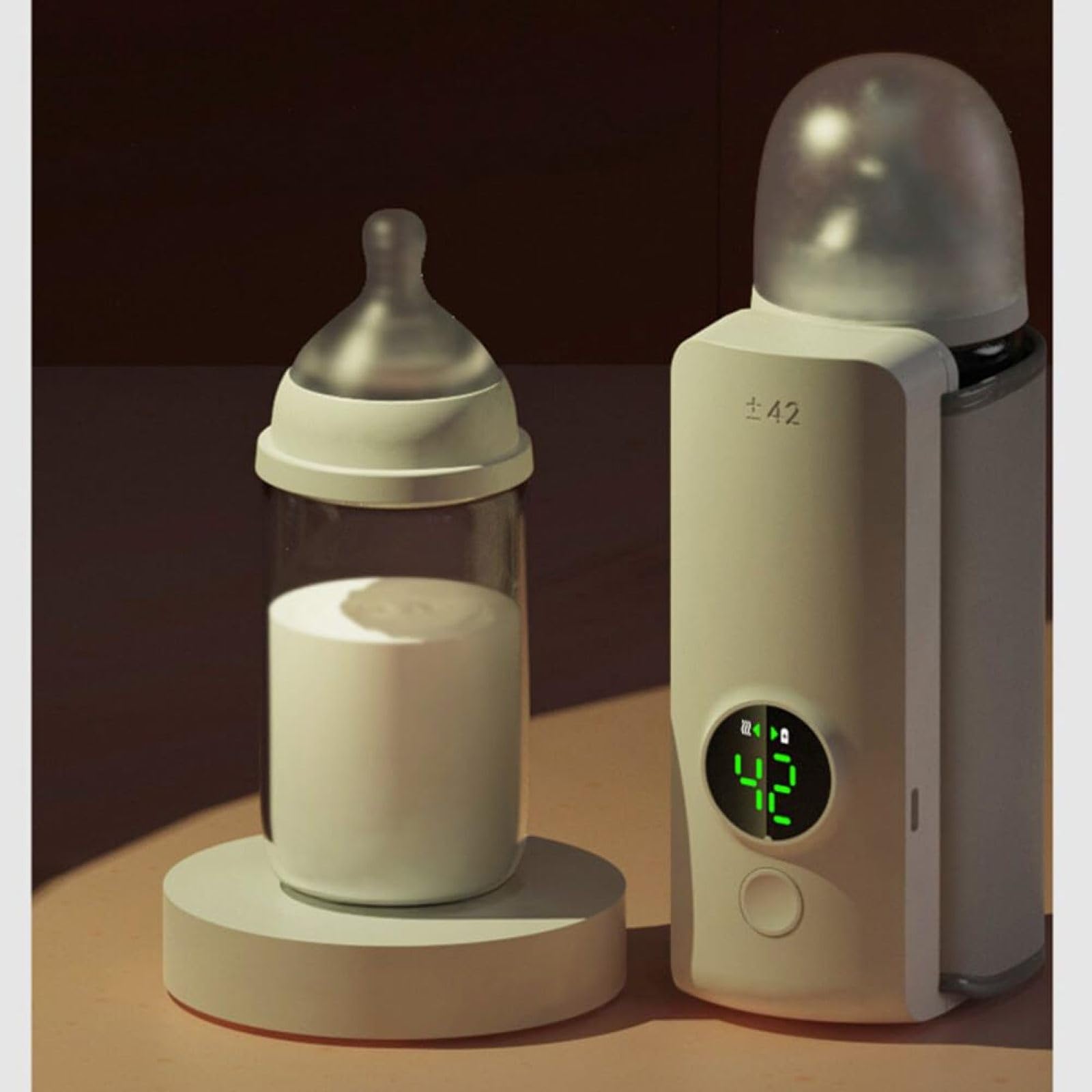 Sanfoelek Chauffe-biberon portable de voyage pour lait maternisé Sac thermique pour biberon Batterie intégrée avec câble de charge USB