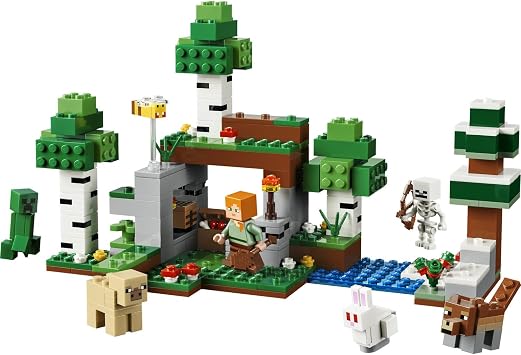 LEGO Minecraft İlk Gece Macerası 21593-8 Yaş ve Üzeri Çocuklar için Alex, İskelet ve Creeper Dahil 7 Figür ile Gerçekçi Aksesuarlar İçeren Yaratıcı Oyuncak Yapım Seti, Hediye Fikri (301 Parça)