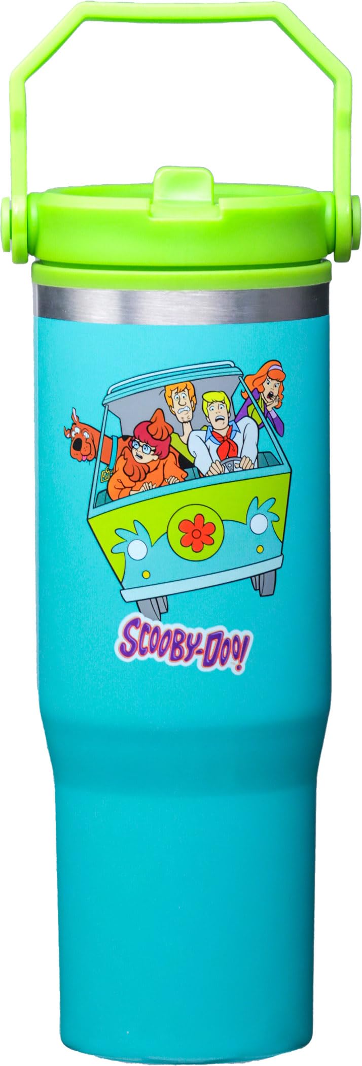 Spoontiques Scooby Doo 30oz Stainless Steel Water Bottle - 10" Tall, Twist Off Lid & Carrying Handle - Stainless Steel Outer Wall & Acrylic Inner Wall
