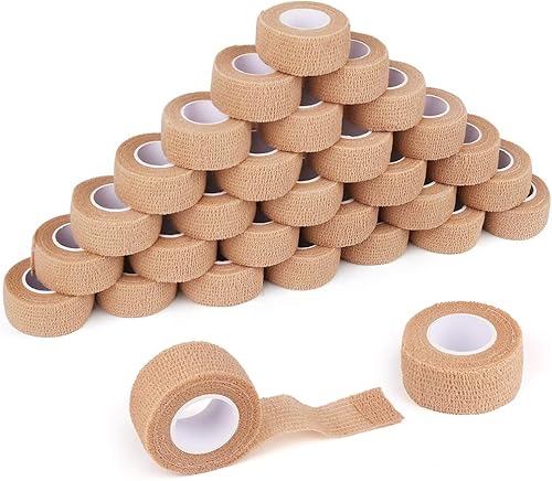 LotFancy Cinta autoadhesiva, paquete de 30, 1 pulgada x 5 yardas, vendaje autoadhesivo para vendaje elástico, cinta médica de primeros auxilios para